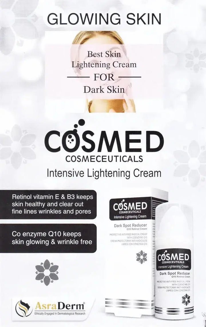 COSMED Cream for Skin Fairness | Q10 Retinol & Dark Spot Reducer Asra Derm pharma