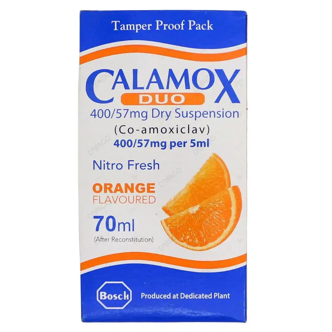 Calamox DUO 70ml Suspension 400mg/57mg/5ml (Amoxicillin/Clavulanic ...