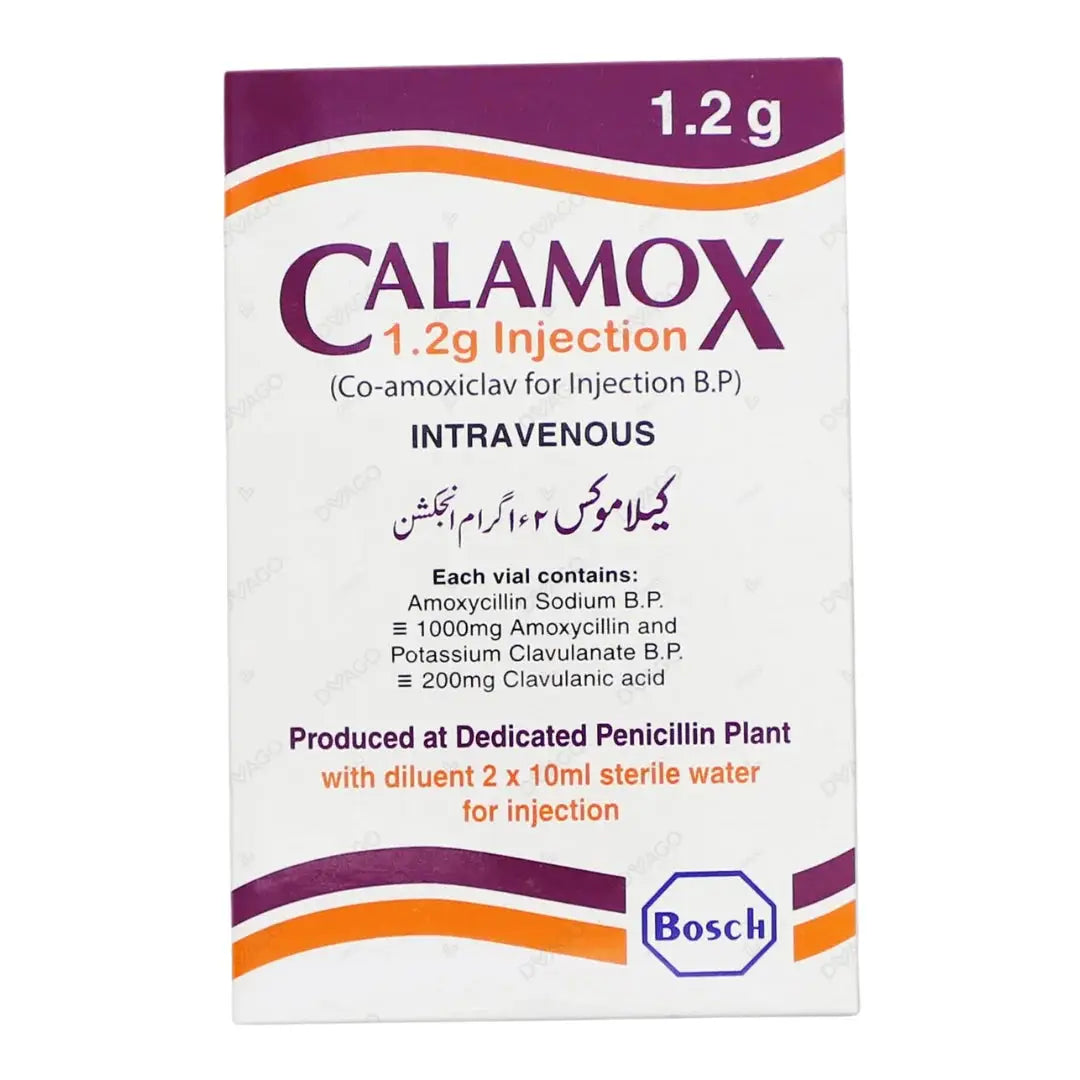 Calamox IV Injection 1.2g (Amoxicillin/Clavulanic Acid) - Bosch – Derma.pk