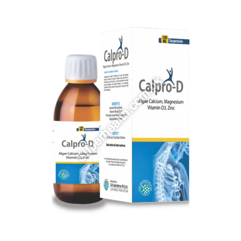 Calpro D Syrup 120ml – Calcium with Vitamin D3 for Bones, Teeth & Growth