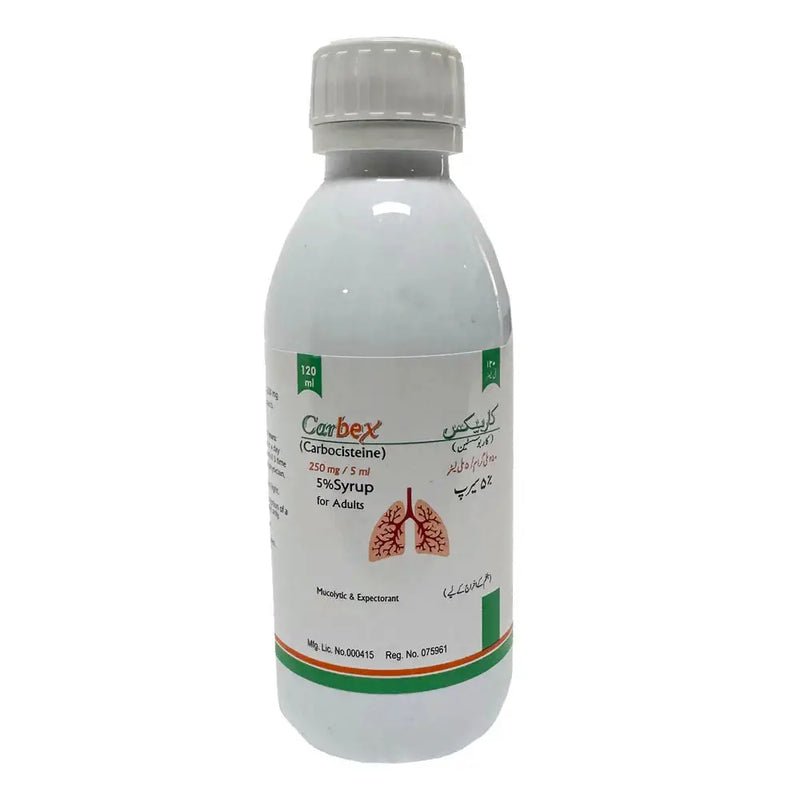 Carbex 250mg/5ml Syrup 120ml - Carbocisteine Adult Mucolytic