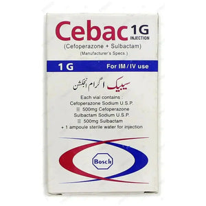 Cebac IM/IV Injection 2g (Cefoperazone/Sulbactam) - Bosch Pharmaceuticals | derma.pk