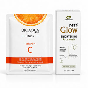 BioAqua Vitamin C Facial Mask – Hydration & Glow + Face Wash Combo