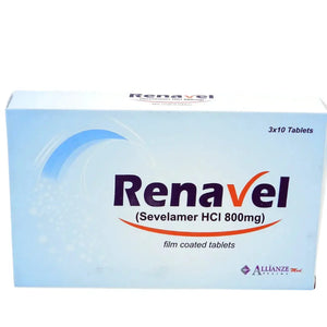 Renavel Tablets 800mg (10 Tablets) - Phosphate Binder for Dialysis Patients | derma.pk
