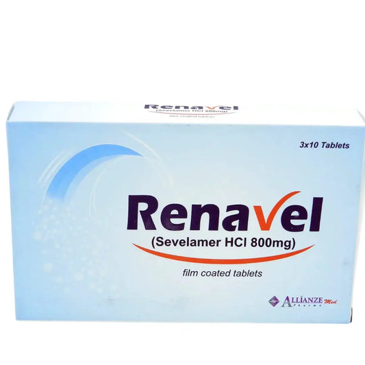 Renavel Tablets 800mg (10 Tablets) - Phosphate Binder for Dialysis Patients | derma.pk