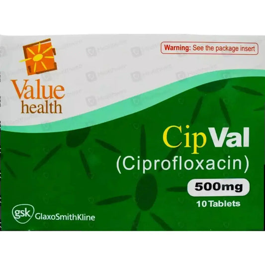 Cipval Tablets 500mg (Ciprofloxacin) - GlaxoSmithKline | derma.pk