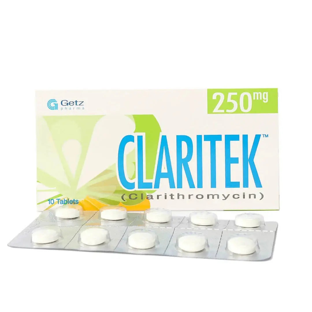 Claritek Tablets 250mg (Clarithromycin) | 10 Tablets |- Getz Pharma | derma.pk