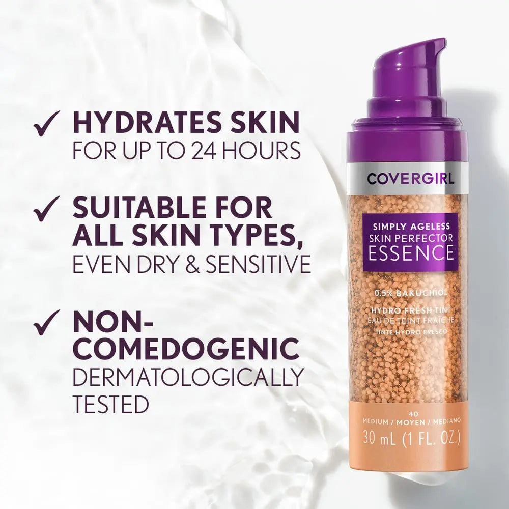 Covergirl - Simply Ageless Skin Perfector Essence Foundation (beads slightly melted) – back of packaging