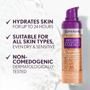 Covergirl - Simply Ageless Skin Perfector Essence Foundation (beads slightly melted) – back of packaging