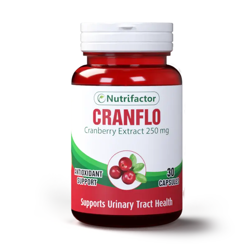Nutrifactor Cranflo cranberry capsules pack for urinary and bladder wellness