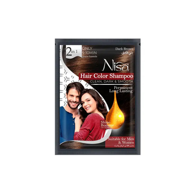 Nisa Hair Color Shampoo Dark Brown Quick Formula