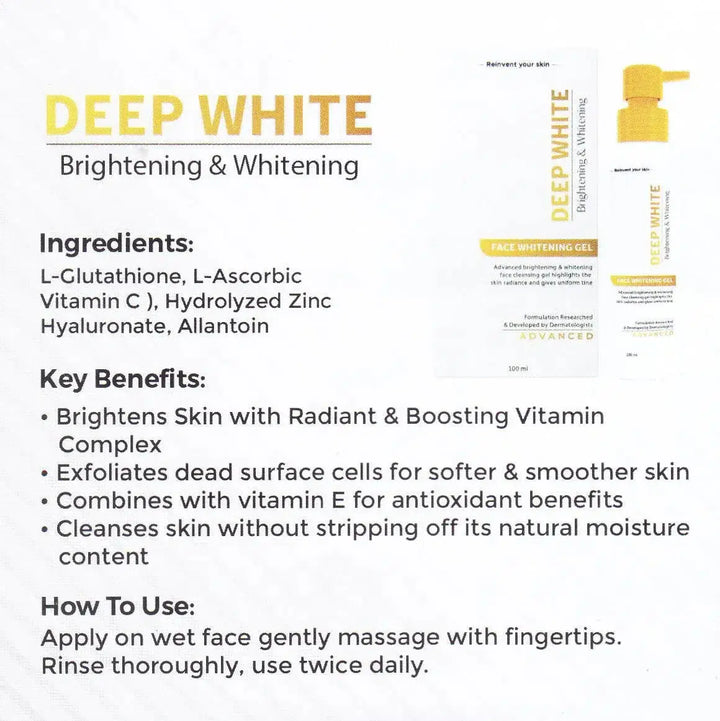 DEEP WHITE FACE WHITNING GEL 100ml Asra Derm pharma