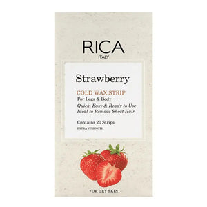 RICA Strawberry Cold Waxing 20 Strips for Legs & Body