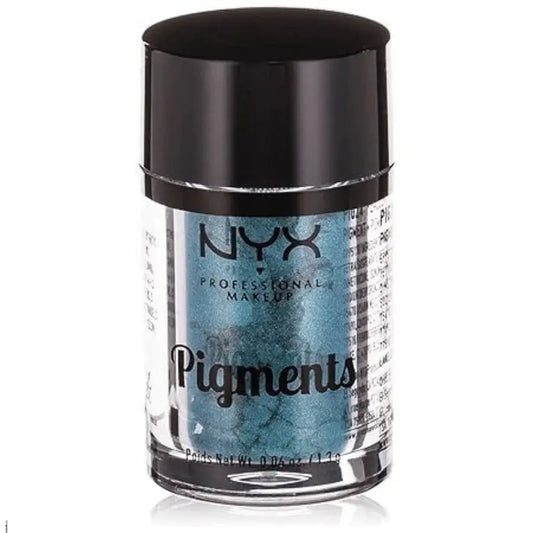 NYX Pigments Peacock — deep teal blue-green metallic loose pigment eyeshadow