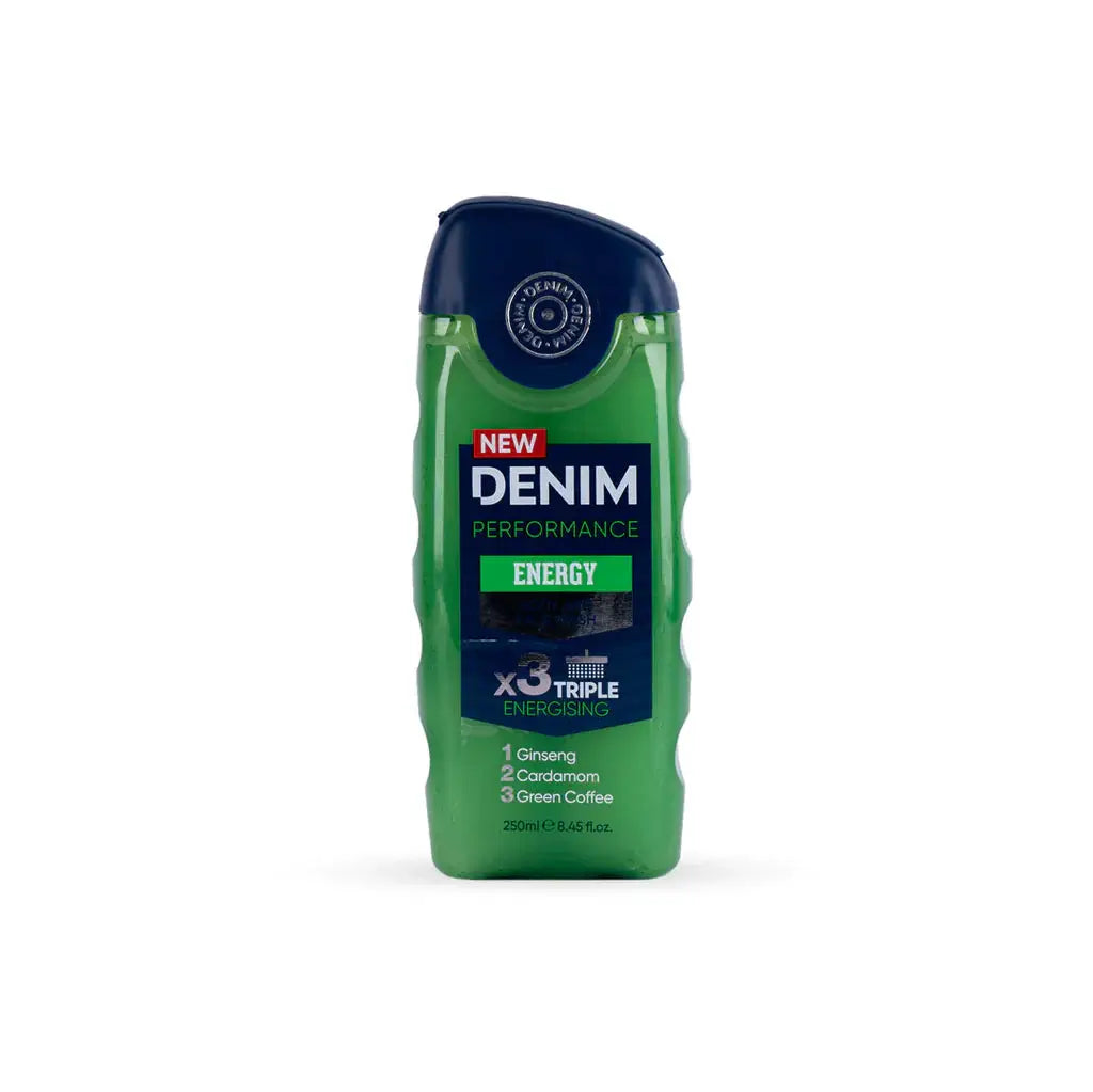 Denim Energy Body & Face Wash 250ml – Ginseng, Cardamom & Green Coffee