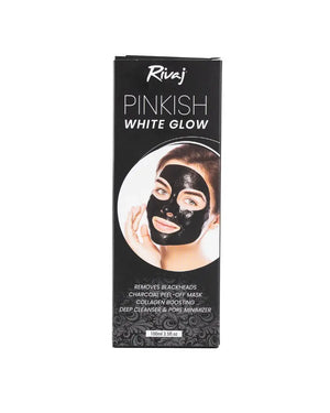 Rivaj Pinkish White Glow Charcoal Black Peel Off Mask 100ml – Brightening & Deep Cleansing