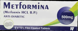 Metformina 500mg Tablet 50's (Metformin)