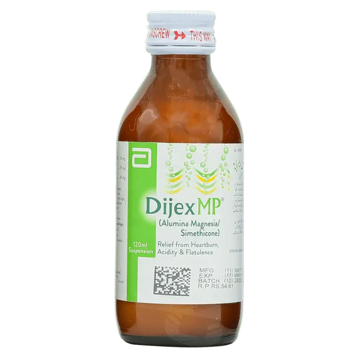 Dijex MP Syrup 120ml – Digestive Health, Cough, and Respiratory Relief - Derma.pk