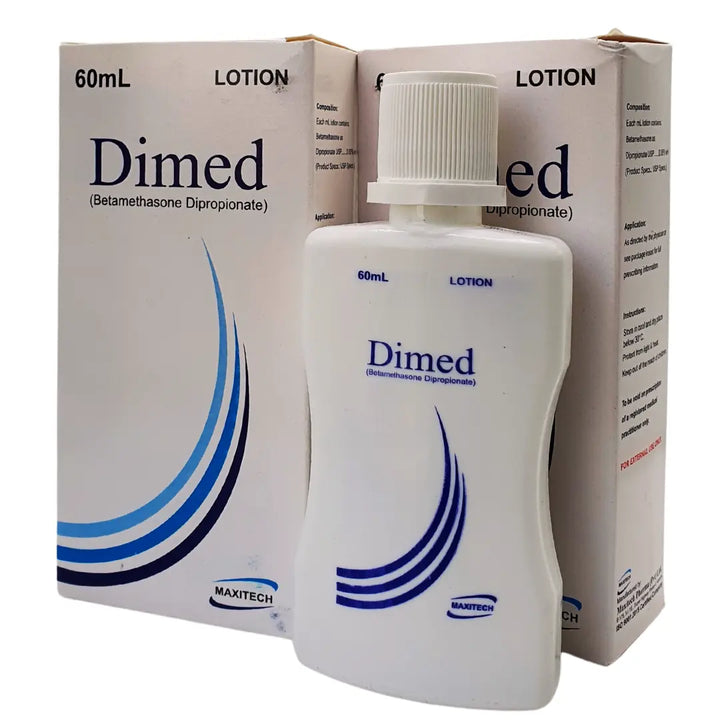 Maxitech Dimed Lotion (60ml) | Betamethasone Dipropionate 0.05% | Anti-Inflammatory Skin Treatment | derma.pk Maxitech