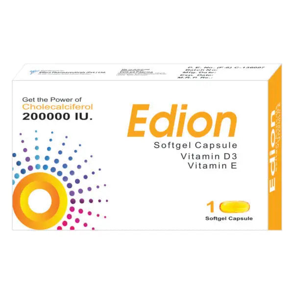 Edion Softgel Capsule – Vitamin D3 200,000 IU & Vitamin E for Bone & Immune Health