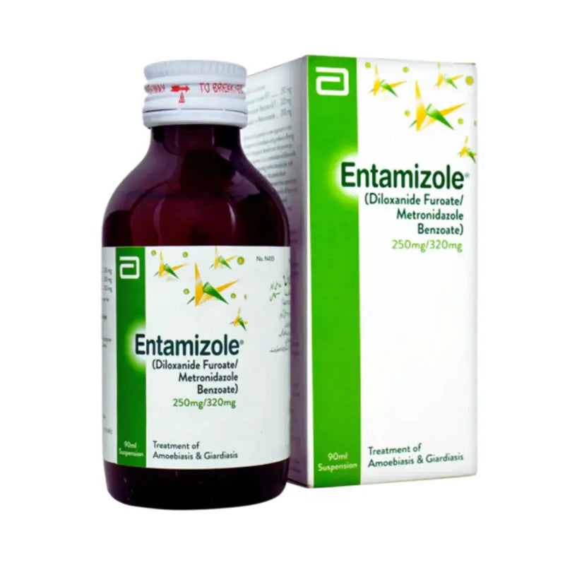Entamizole 90ml Suspension (Diloxanide Furoate & Metronidazole) - Treat Amoebiasis & Giardiasis