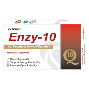 Enzy-10 Tablets – Coenzyme Q10 (CoQ10) 10mg for Heart Health and Energy