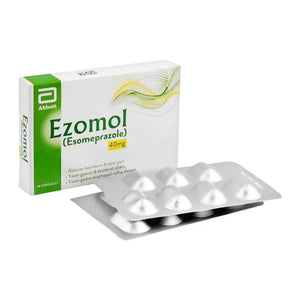 Ezomol 40mg Capsules – Esomeprazole Proton Pump Inhibitor for Acidity and GERD, Abbott Laboratories Pakistan