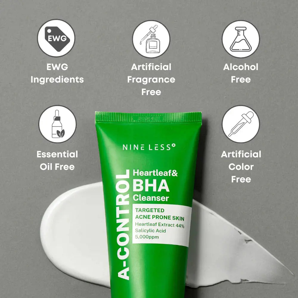 Nine less Nineless A-Control Heartleaf & BHA Foam Cleanser – close-up product detail