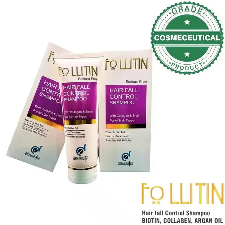 Anti Fall Hair Shampoo: Follitin Sodium-Free Formula with Biotin Dermalogics