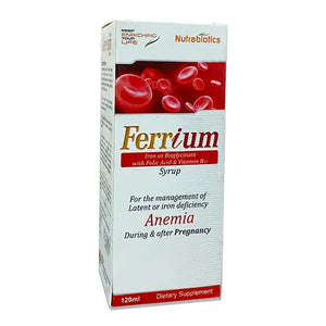 Ferrium Iron, Folic Acid & Vitamin B12 Syrup 120ml – Available in Pakistan