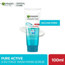 Garnier Skin Active 3-in-1 Clay Face Wash Mask & Scrub 100ml photo 1
