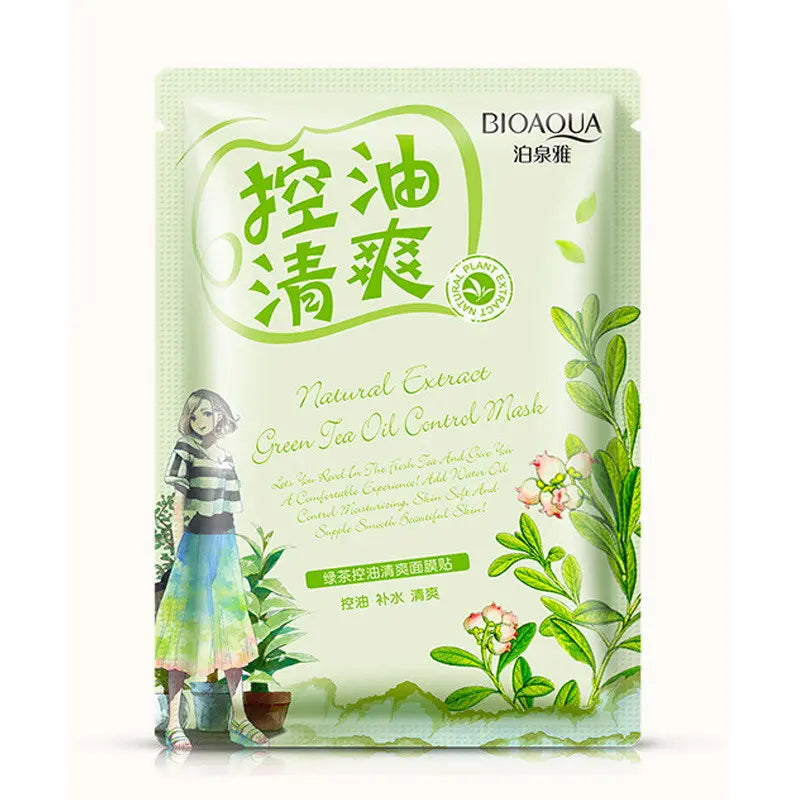 BIOAQUA Green Tea Extract Plant Essence Facial Sheet Mask