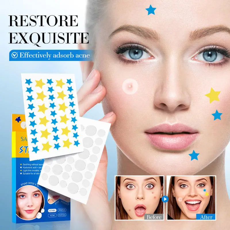 SADOER Acne Patch - Hydrocolloid & Star+Round - Invisible Protection