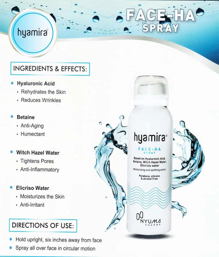 HYAMIRA FACE-HA SPRAY 100ml | MOISTURIZING AND SOOTHING ACTION Derma.pk