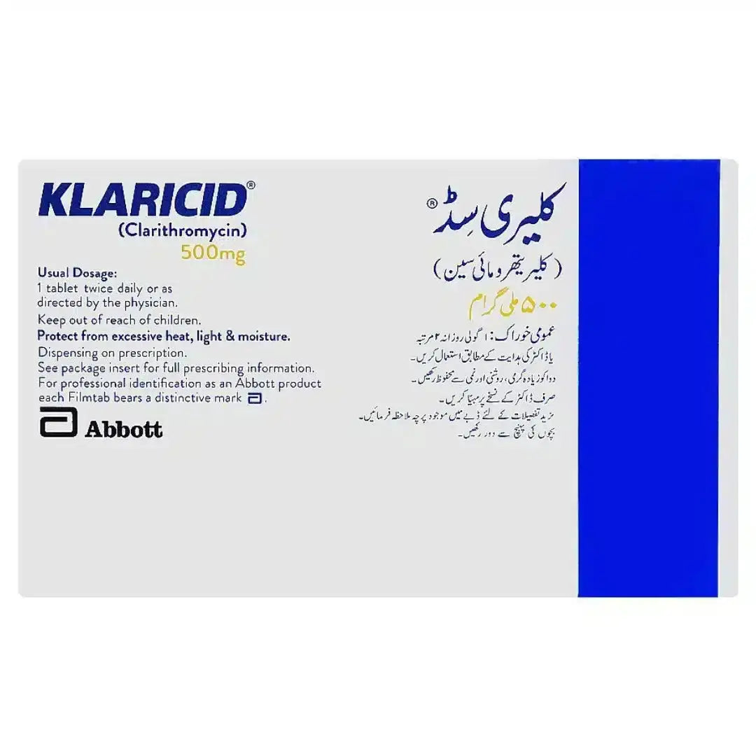 Klaricid Tablets 500mg (Pack of 10) - Clarithromycin for Bacterial Infections - derma.pk