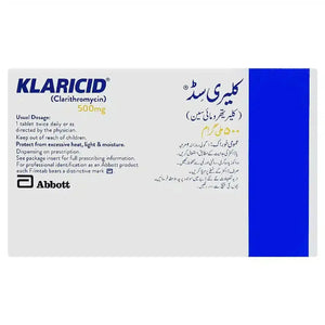 Klaricid Tablets 500mg (Pack of 10) - Clarithromycin for Bacterial Infections - derma.pk