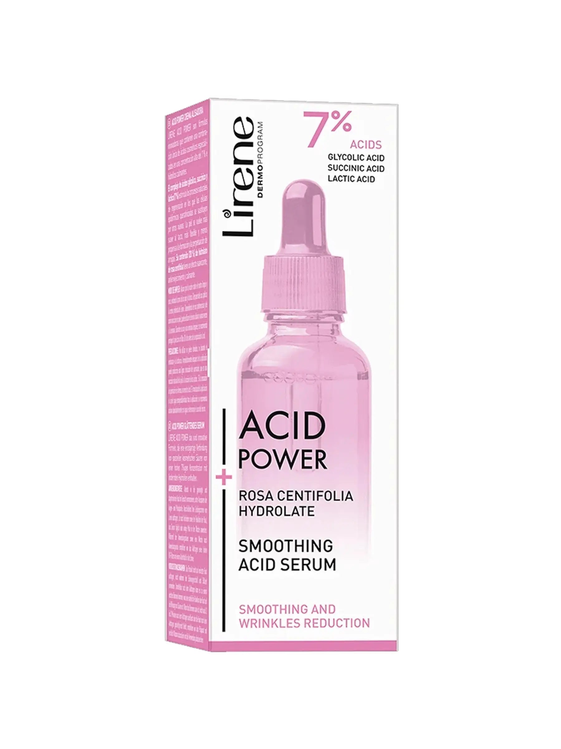 Lirene Acid Power Smoothing Serum — 7% glycolic succinic lactic acids for wrinkle reduction