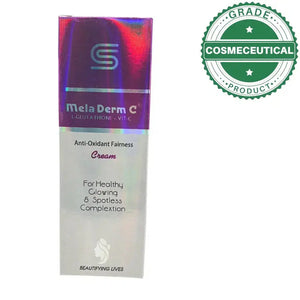 Meladerm-C L-Glutathione brightening cream tube side view Pakistan