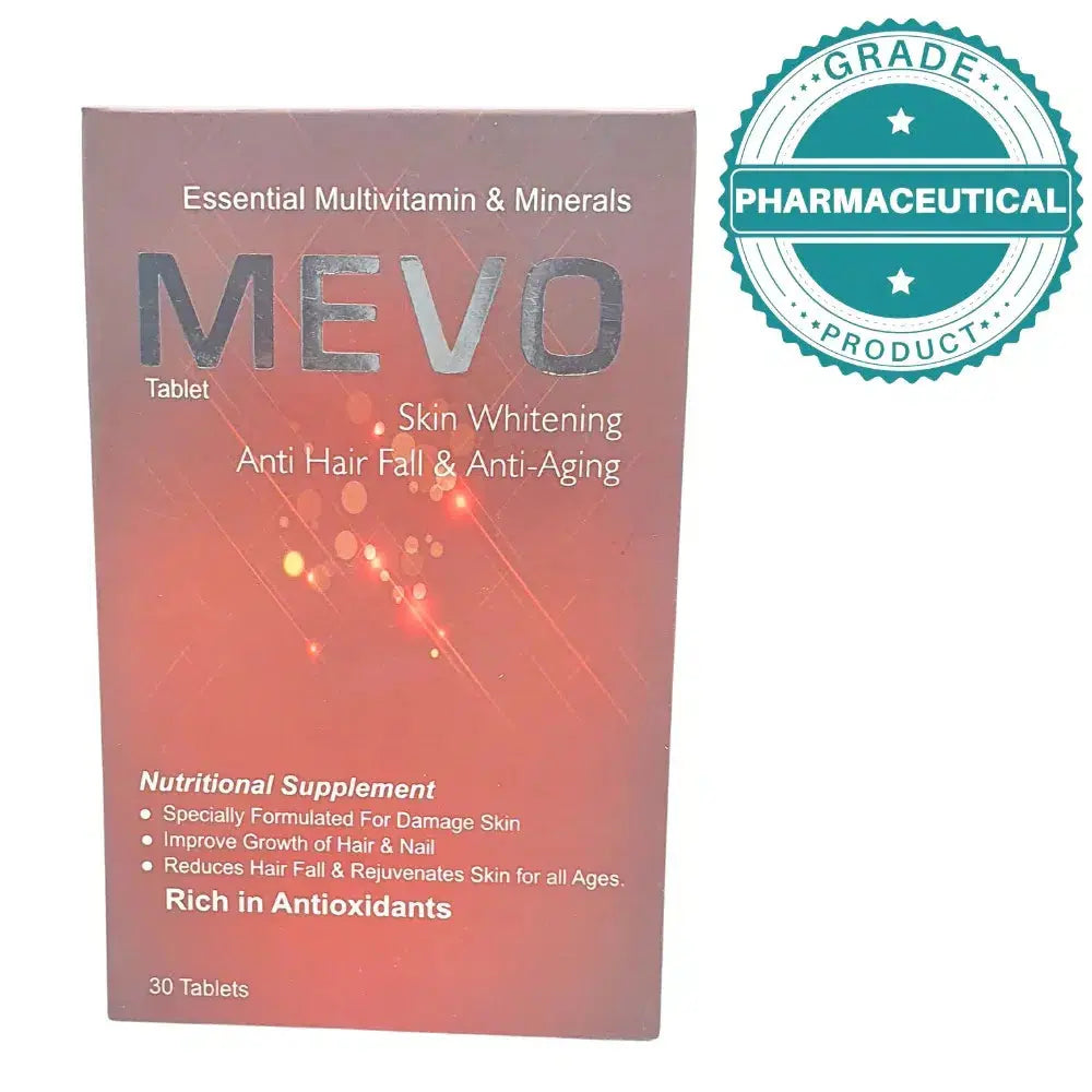 Mevo tablet blister pack with Pine Bark Green Tea and Grape Seed extracts | Derma.pk