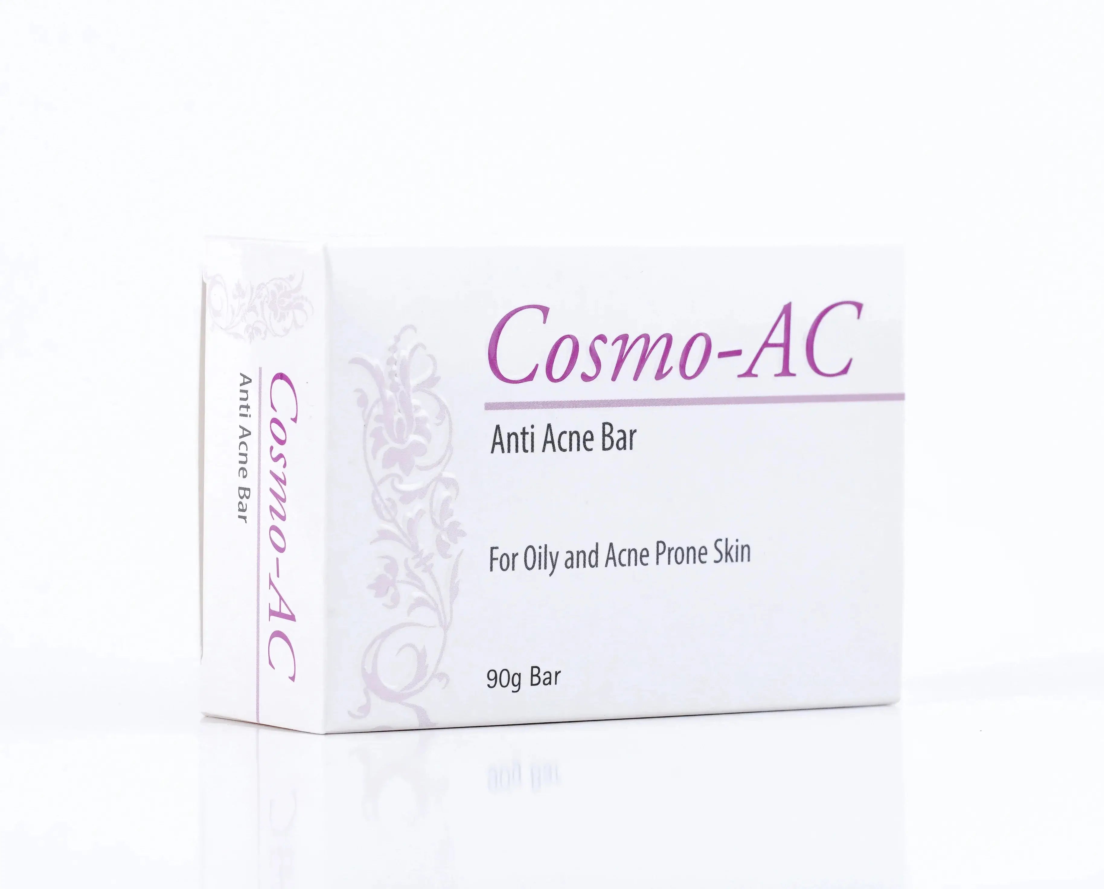 Cosmo-AC Anti-Acne Soap Bar packaging detail — deep cleansing bar to prevent breakouts – View Product Detail