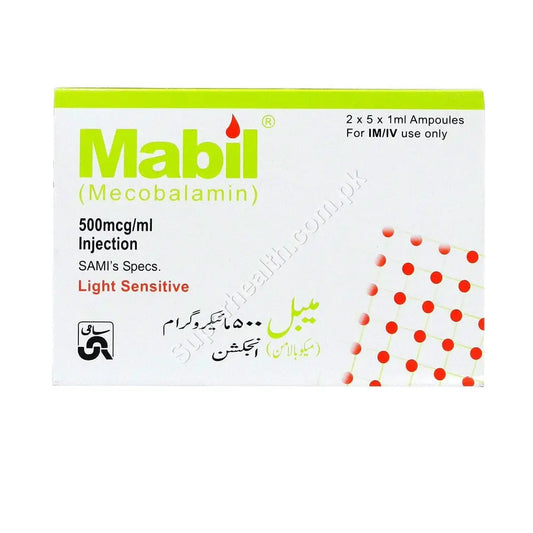 Mabil 500mcg Injection — Methylcobalamin for Vitamin B12 & Nerve Health – Available in Pakistan