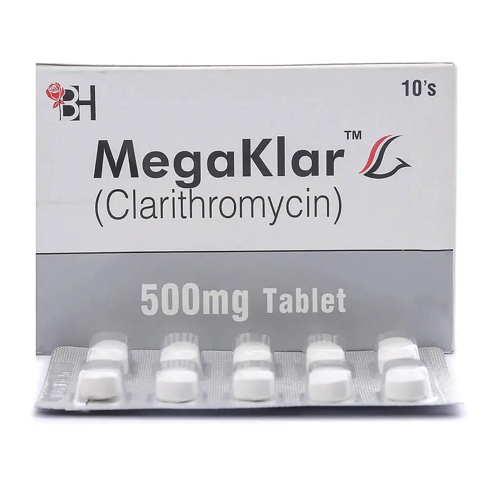 Megaklar 500mg Tablets (10 Tablets) Barrett Hodgson Pakistan | derma.pk