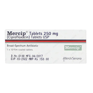 Mercip Tablets 250mg (Ciprofloxacin) - Martin Dow | derma.pk