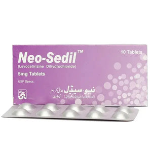 Neo Sedil 5mg Tablets Levocetirizine for seasonal allergy and hay fever relief Pakistan