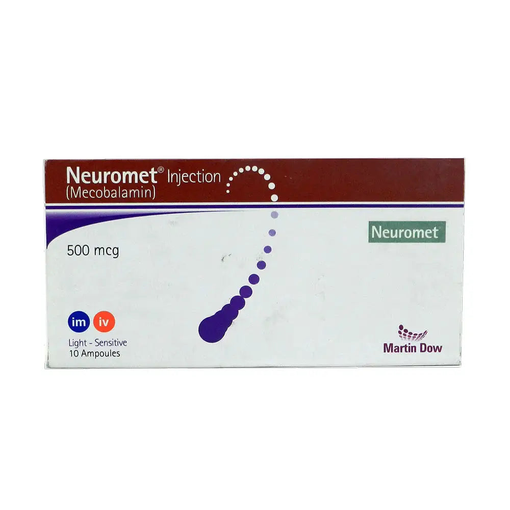 Neomet Imjection Neuromet IM/IV Injection 500mcg – Mecobalamin | Pakistan – Derma.pk