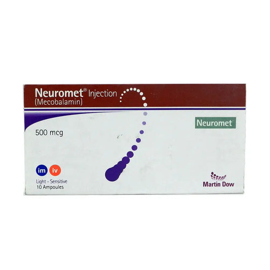 Neuromet IM/IV Injection 500mcg – Mecobalamin for Peripheral Neuropathy & Anemia – Available in Pakistan