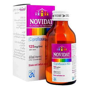 Novidat 60ml Suspension 125mg/5ml (Ciprofloxacin) - Sami Pharma | derma.pk