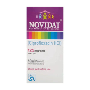 Novidat 60ml Suspension 125mg/5ml (Ciprofloxacin) - Sami Pharma | derma.pk