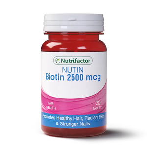 Nutrifactor Nutin Biotin tablets bottle for hair skin and nails
