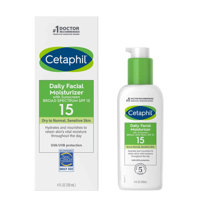 CETAPHIL DAILY FACIAL MOISTURIZER SPF 15 FOR DRY TO NORMAL SENSITIVE SKIN 118ML Derma.pk
